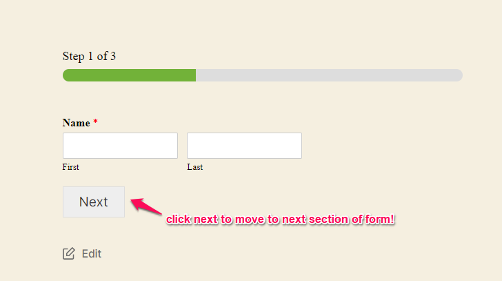 WPForms Click Next To Navigate Multi-step form
